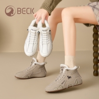 公羊高帮鞋女鞋2025秋冬真皮户外马丁靴女加绒保暖雪地靴棉鞋女款