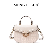 MENGLISHA梦丽莎新款浮雕立体压花新月包时尚简约手提单肩斜挎包